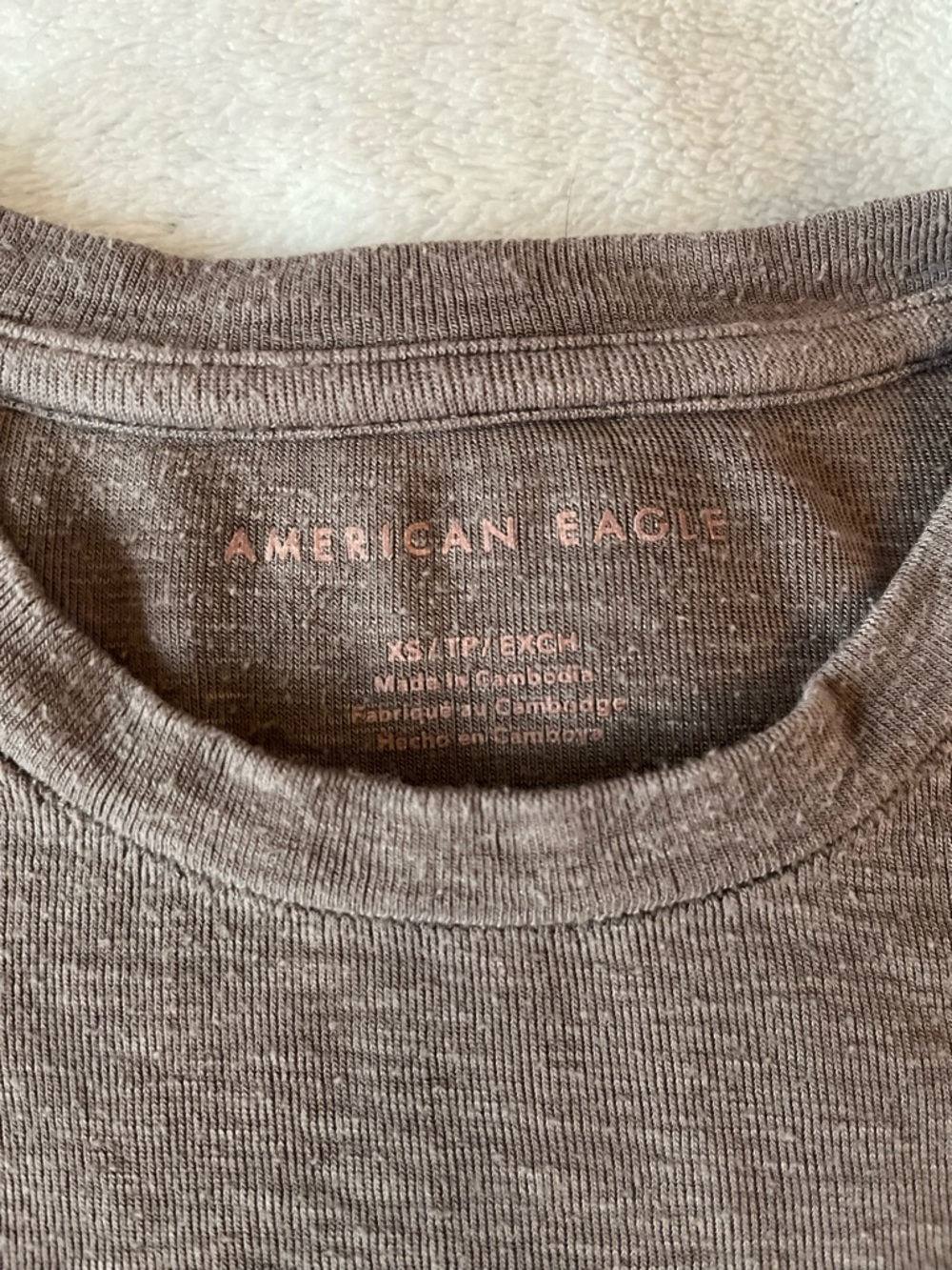 American Eagle Outfitters Short Sleeve Cropped Tee - Heather Brown